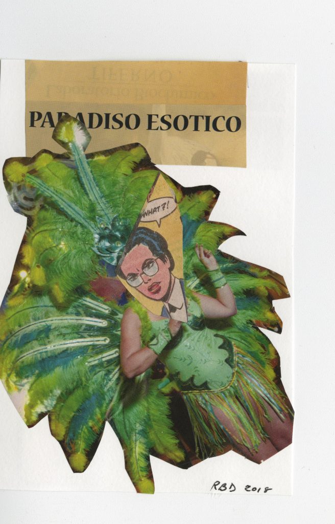 collage of chiquita banana woman with angry cartoon face and glasses