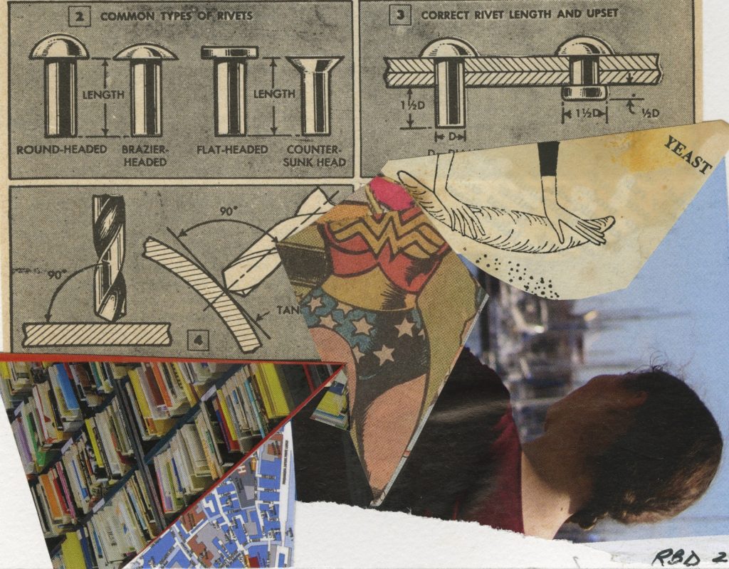 collage of newspaper images and photographs